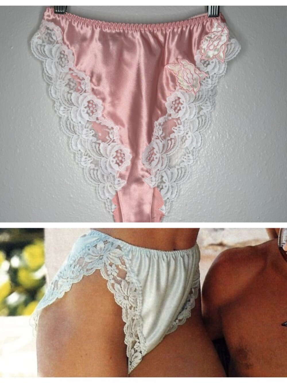 NWT Vintage Victoria’s Secret Gold Label High Cut Satin Lace Sissy Tap Panty